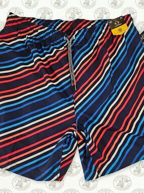 Speedo Mens Swim Trunk XXL NWT 18" Outseam 2-Way Stretch UPF 50+ Striped